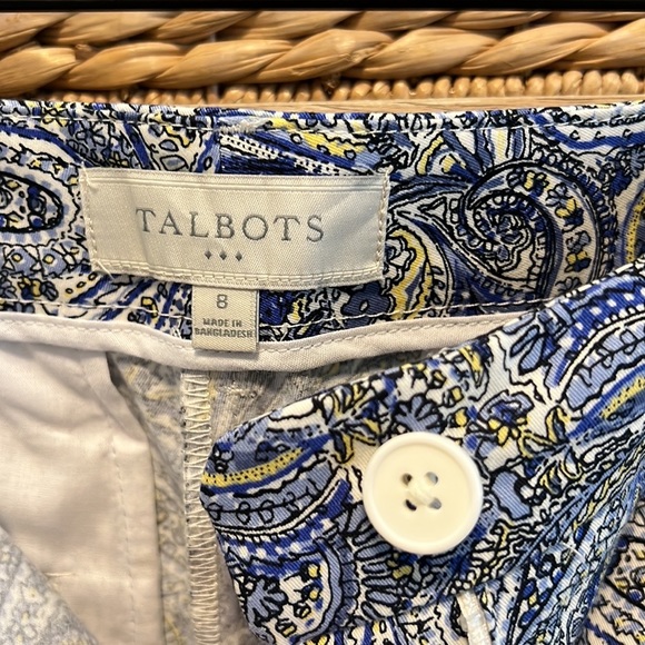 Talbots Mid-Rise Paisley Print Cotton Dress Pant Trouser, 8 - Picture 4 of 9